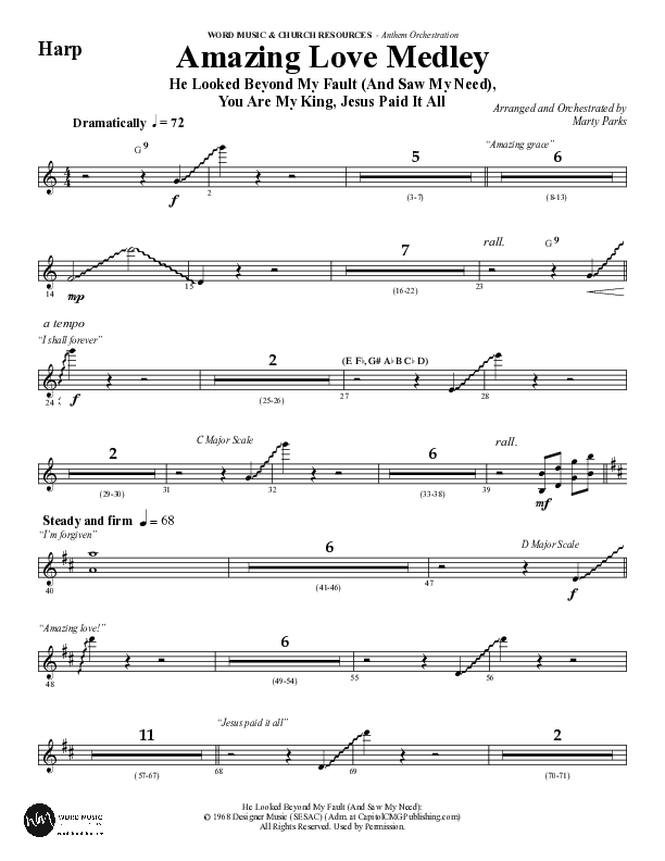 Amazing Love Medley (Choral Anthem SATB) Harp (Word Music Choral / Arr. Marty Parks)
