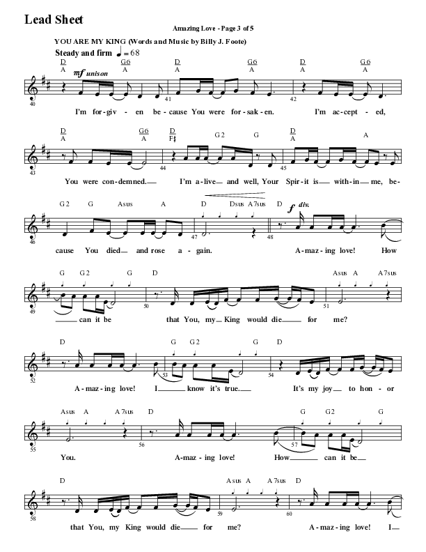 Amazing Love Medley (Choral Anthem SATB) Lead Sheet (Melody) (Word Music Choral / Arr. Marty Parks)