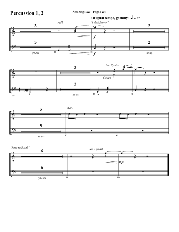 Amazing Love Medley (Choral Anthem SATB) Percussion 1/2 (Word Music Choral / Arr. Marty Parks)
