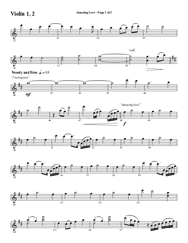 Amazing Love Medley (Choral Anthem SATB) Violin 1/2 (Word Music Choral / Arr. Marty Parks)
