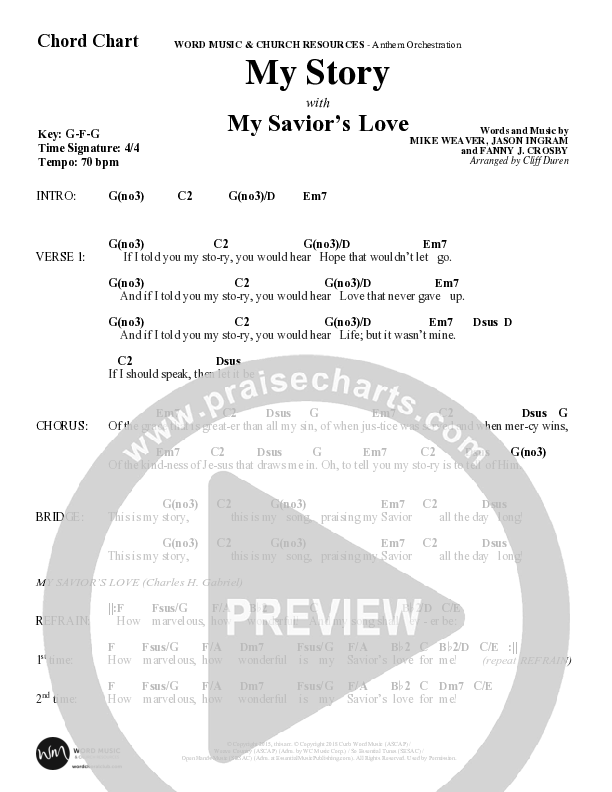 My Story with My Savior's Love (Choral Anthem SATB) Chord Chart (Word Music Choral / Arr. Cliff Duren)