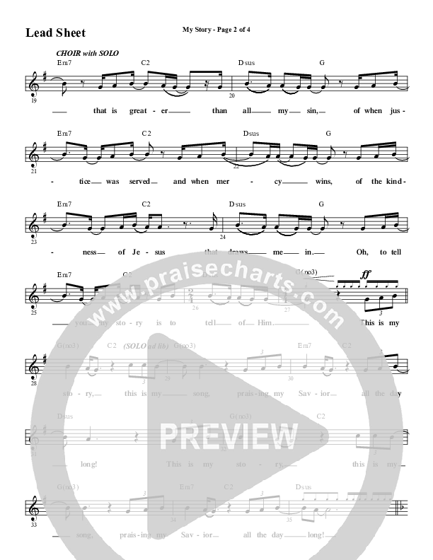 My Story with My Savior's Love (Choral Anthem SATB) Lead Sheet (SAT) (Word Music Choral / Arr. Cliff Duren)