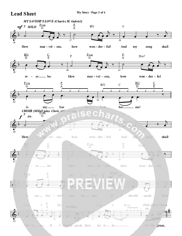 My Story with My Savior's Love (Choral Anthem SATB) Lead Sheet (SAT) (Word Music Choral / Arr. Cliff Duren)