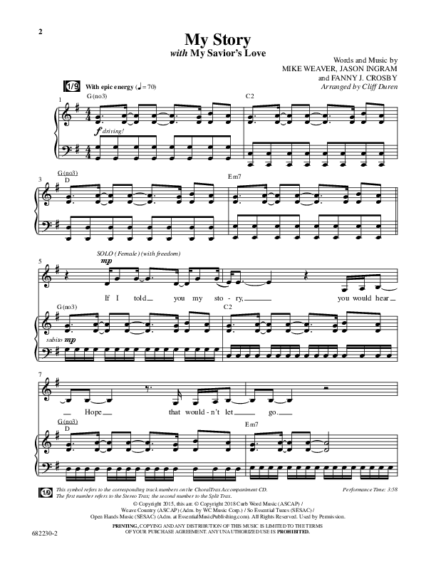 My Story with My Savior's Love (Choral Anthem SATB) Anthem (SATB/Piano) (Word Music Choral / Arr. Cliff Duren)