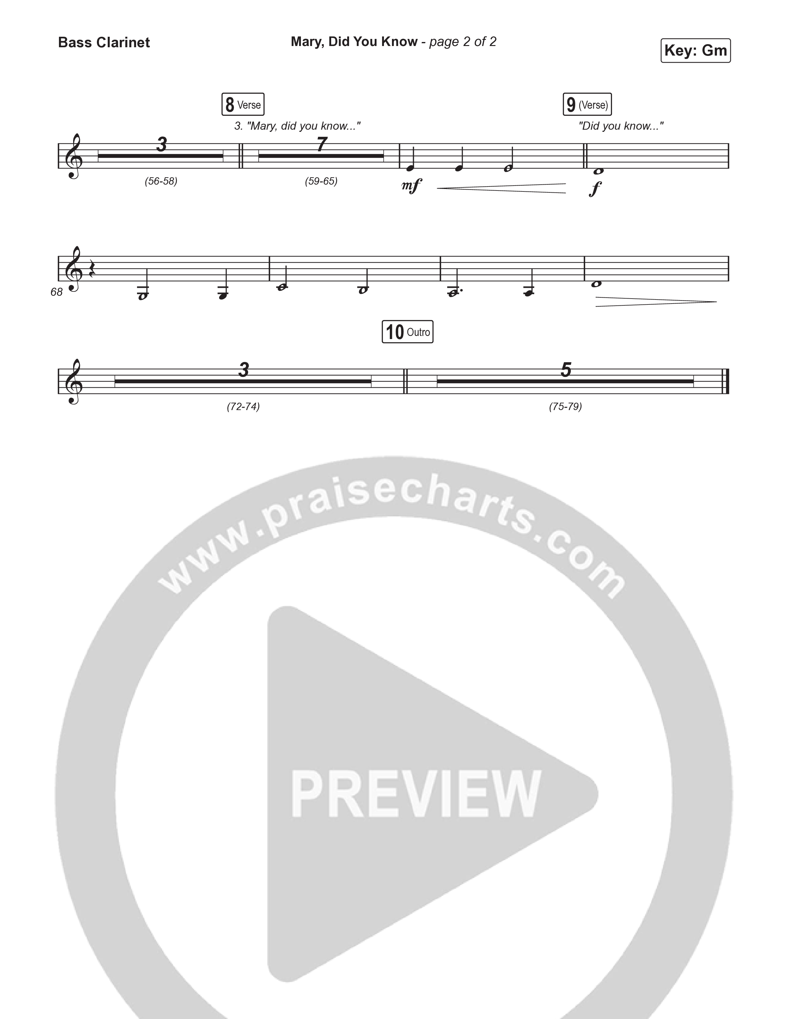 Mary Did You Know (Choral Anthem SATB) Bass Clarinet (Anne Wilson / Arr. Luke Gambill)