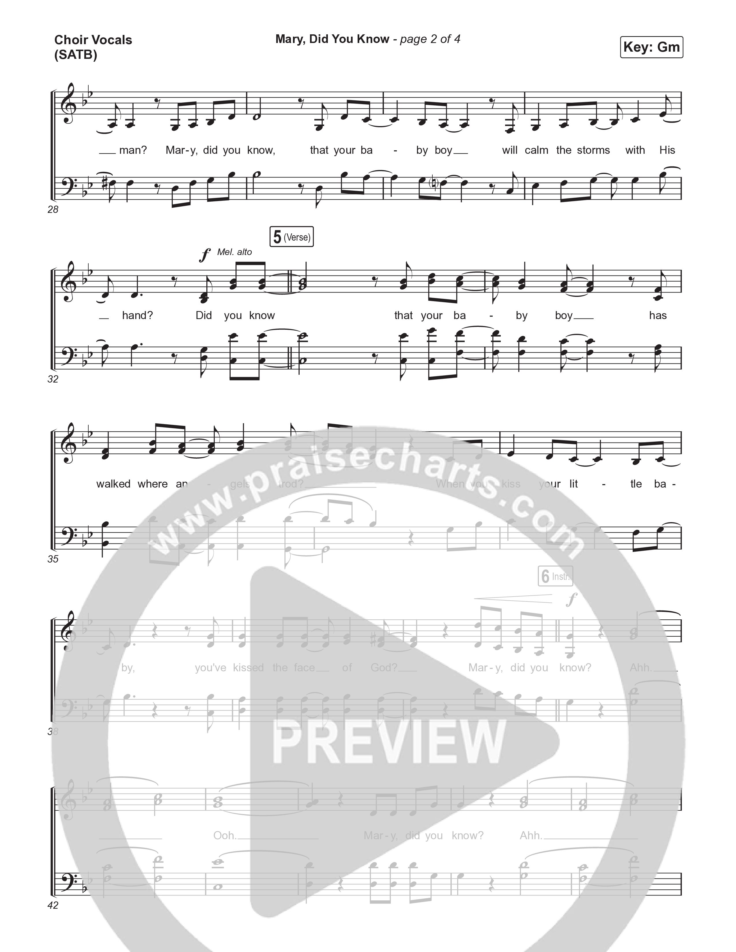 Mary Did You Know (Choral Anthem SATB) Choir Sheet (SATB) (Anne Wilson / Arr. Luke Gambill)