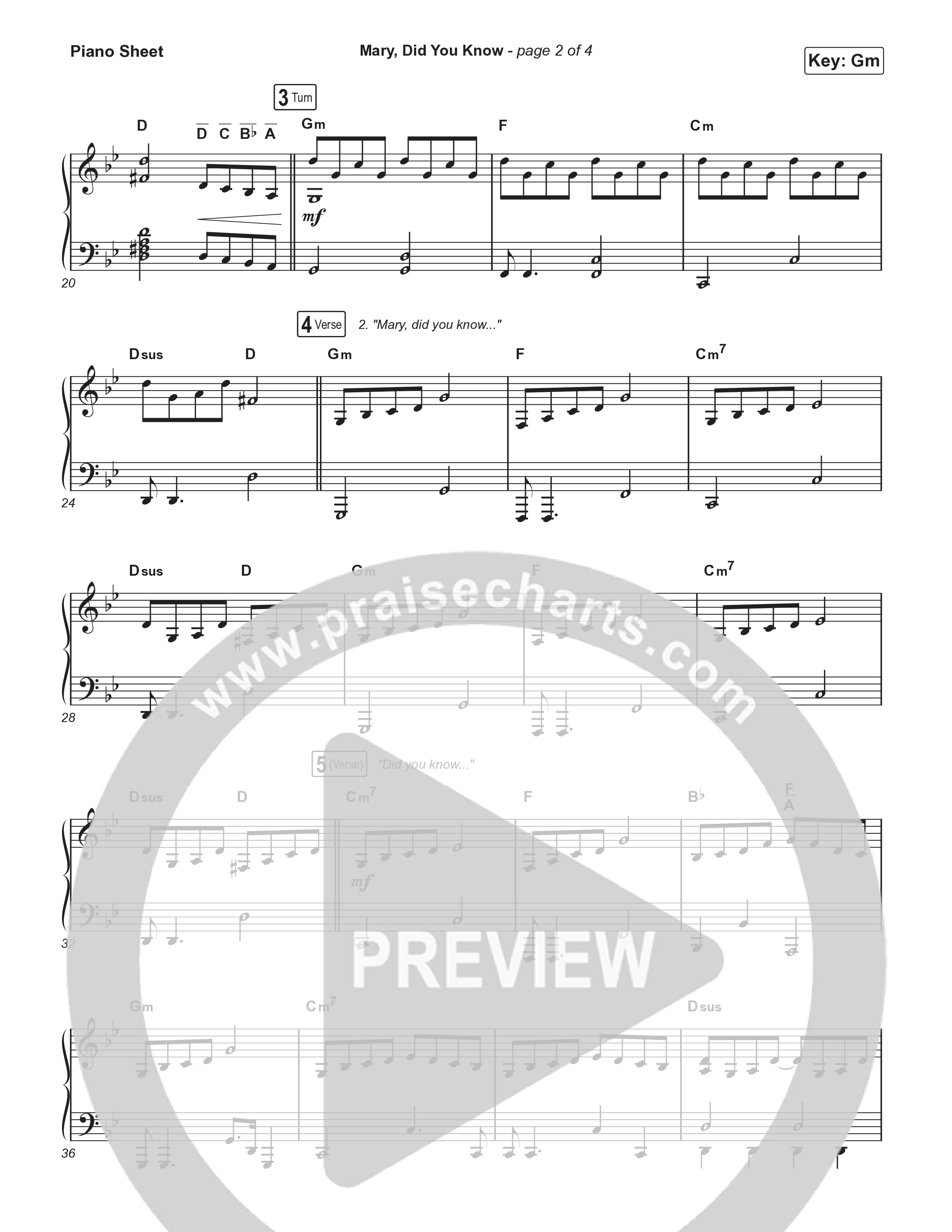 Mary Did You Know (Choral Anthem SATB) Piano Sheet (Anne Wilson / Arr. Luke Gambill)