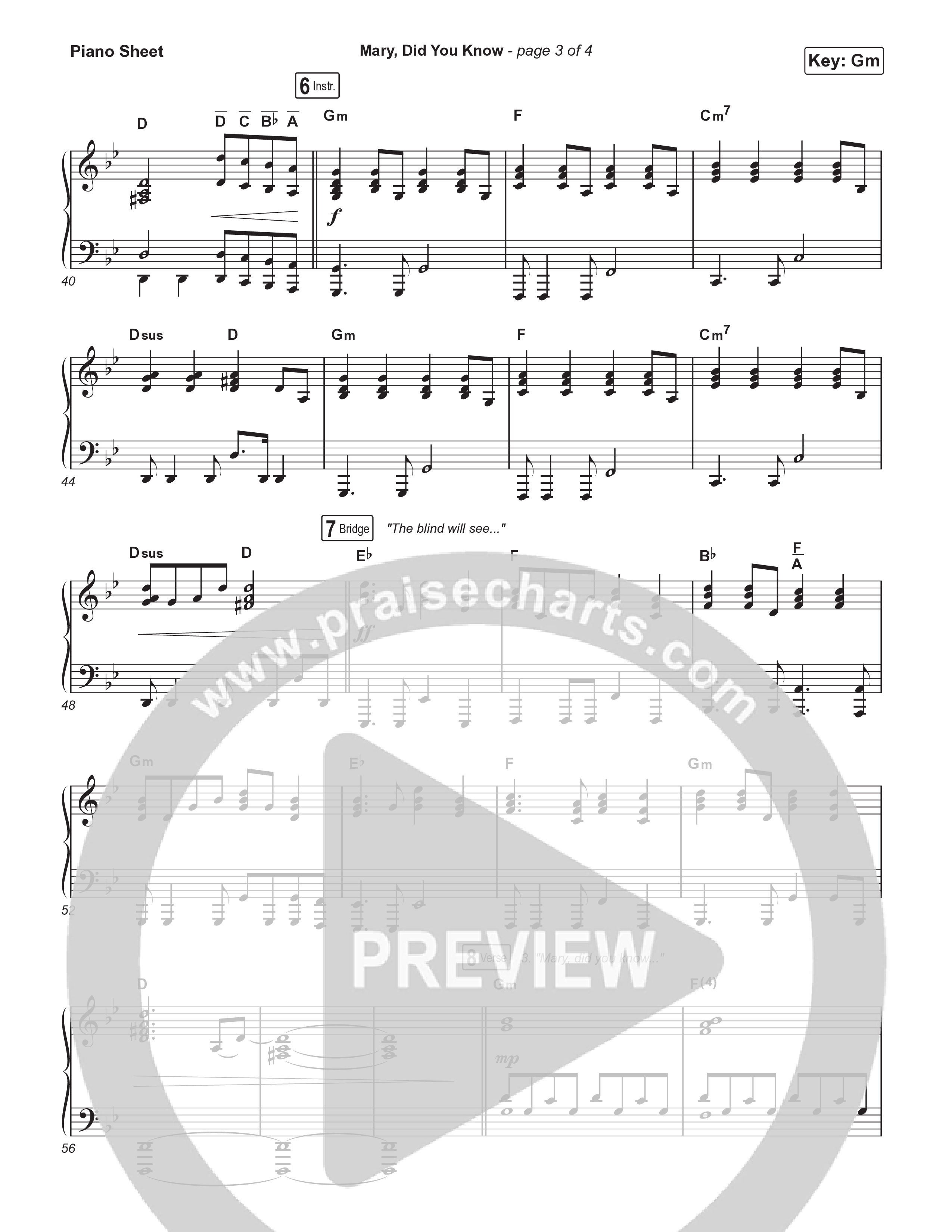 Mary Did You Know (Choral Anthem SATB) Piano Sheet (Anne Wilson / Arr. Luke Gambill)
