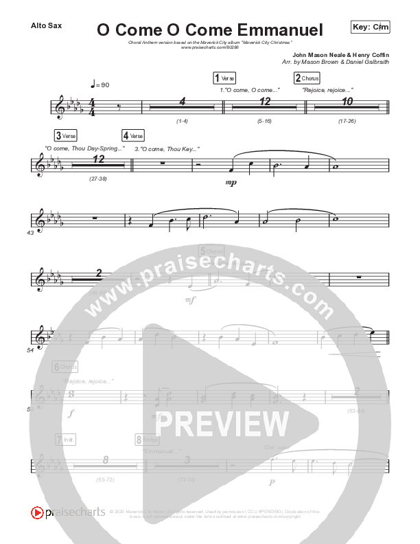 O Come O Come Emmanuel (Choral Anthem SATB) Sax Pack (We The Kingdom / Dante Bowe / Maverick City Music / Arr. Mason Brown)