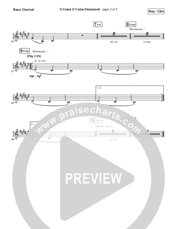 O Come O Come Emmanuel (Choral Anthem SATB) Bass Clarinet (We The Kingdom / Dante Bowe / Maverick City Music / Arr. Mason Brown)