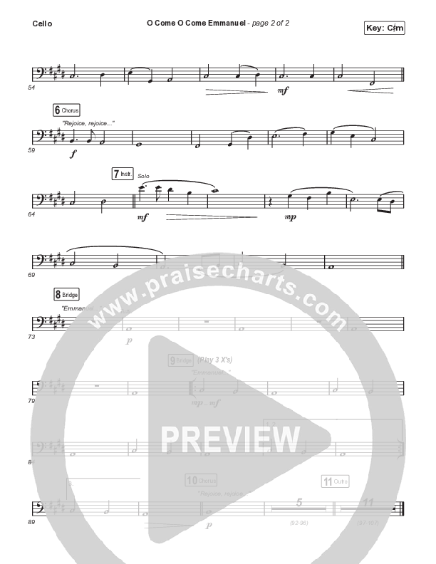 O Come O Come Emmanuel (Choral Anthem SATB) Cello (We The Kingdom / Dante Bowe / Maverick City Music / Arr. Mason Brown)