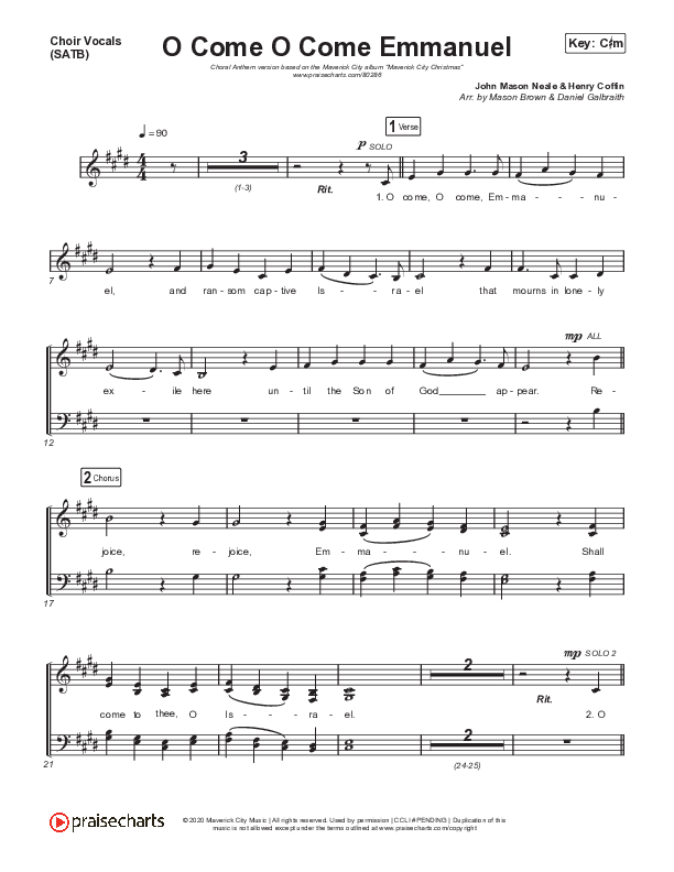 O Come O Come Emmanuel (Choral Anthem SATB) Choir Sheet (SATB) (We The Kingdom / Dante Bowe / Maverick City Music / Arr. Mason Brown)