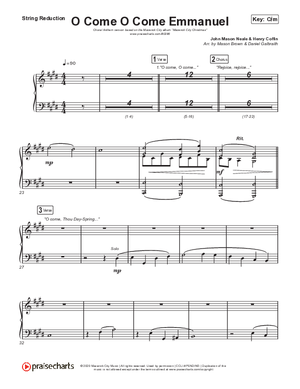 O Come O Come Emmanuel (Choral Anthem SATB) String Reduction (We The Kingdom / Dante Bowe / Maverick City Music / Arr. Mason Brown)