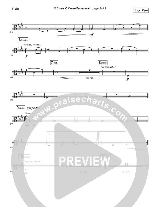O Come O Come Emmanuel (Choral Anthem SATB) Viola (We The Kingdom / Dante Bowe / Maverick City Music / Arr. Mason Brown)