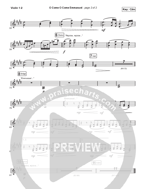 O Come O Come Emmanuel (Choral Anthem SATB) Violin 1,2 (We The Kingdom / Dante Bowe / Maverick City Music / Arr. Mason Brown)