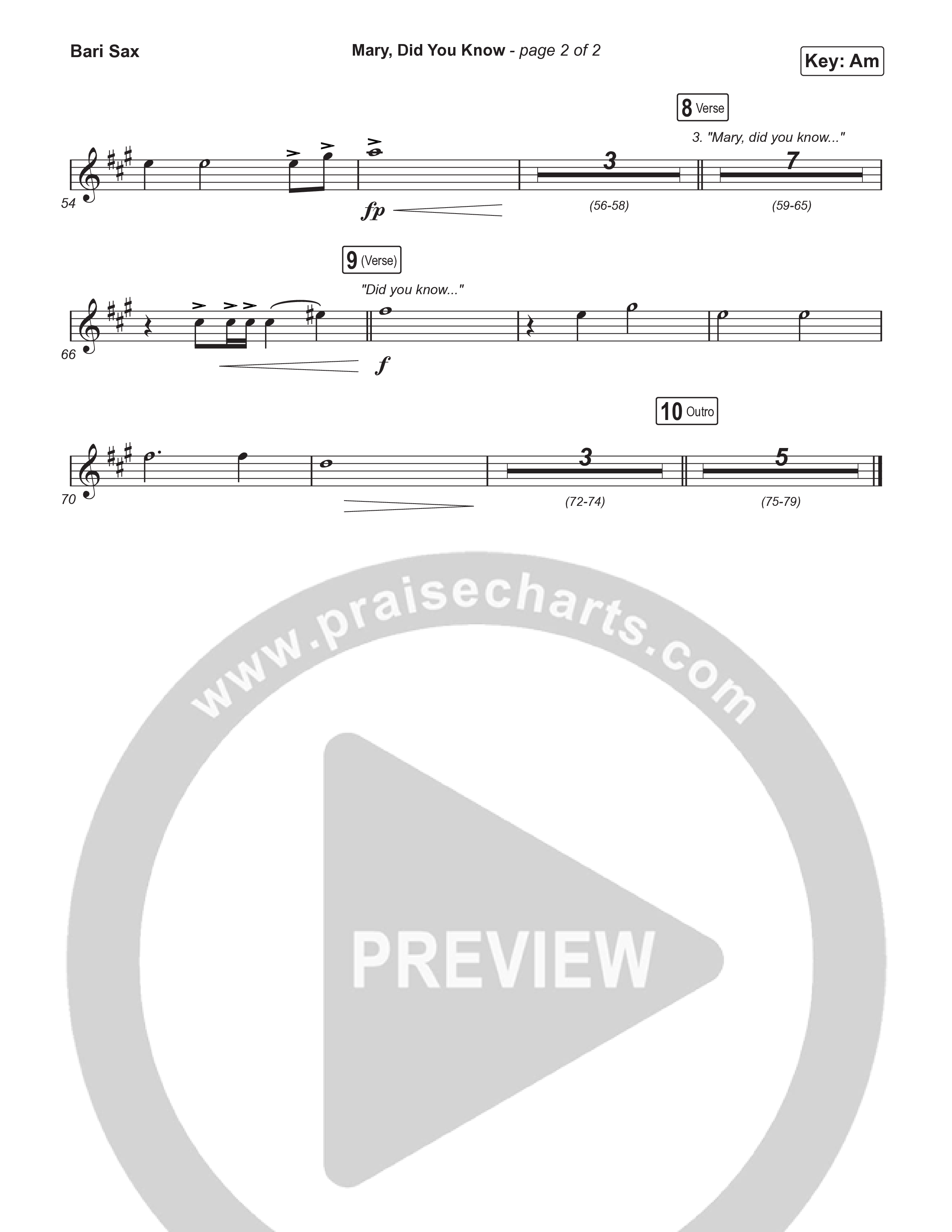 Mary Did You Know (Worship Choir SAB) Bari Sax (Anne Wilson / Arr. Luke Gambill)