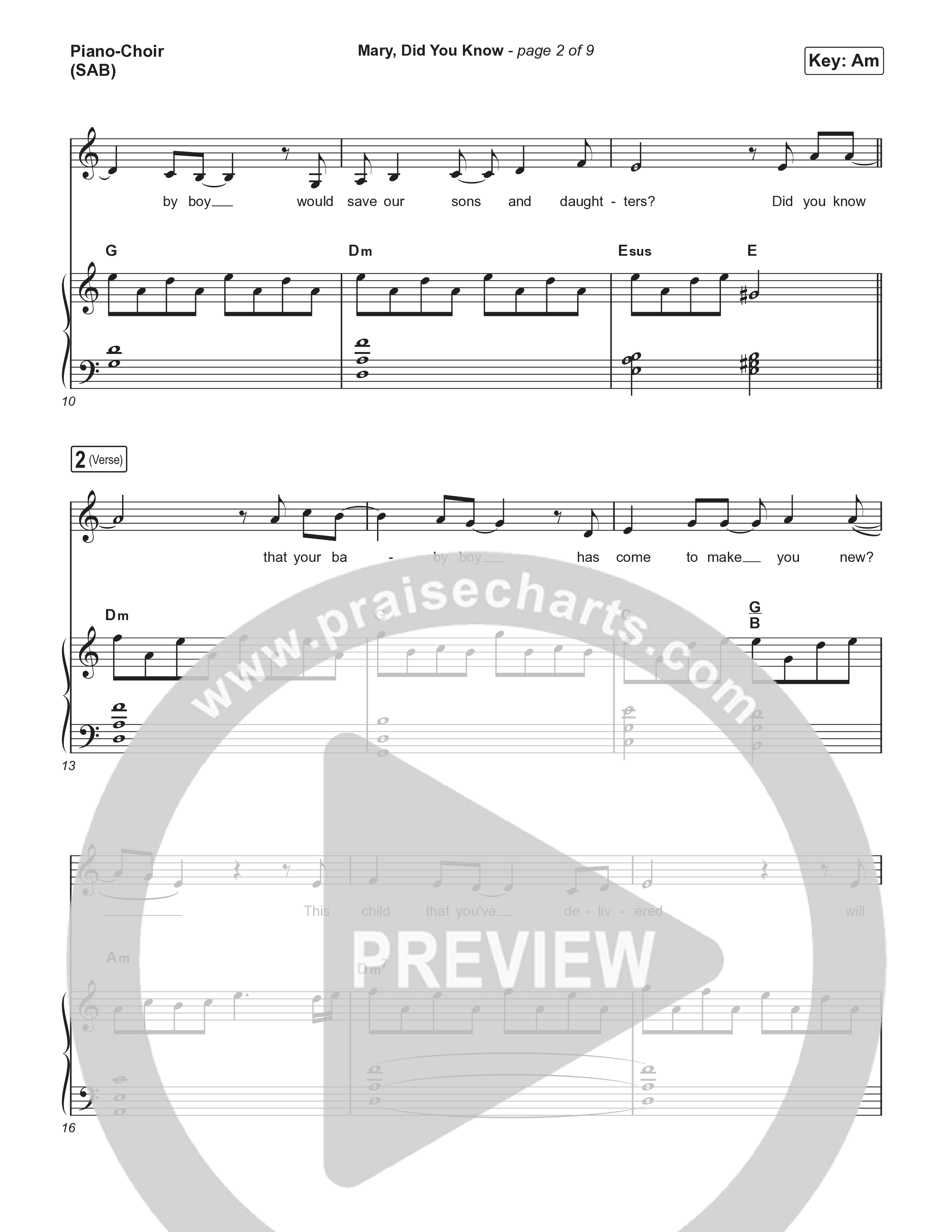 Mary Did You Know (Worship Choir SAB) Piano/Choir (SAB) (Anne Wilson / Arr. Luke Gambill)