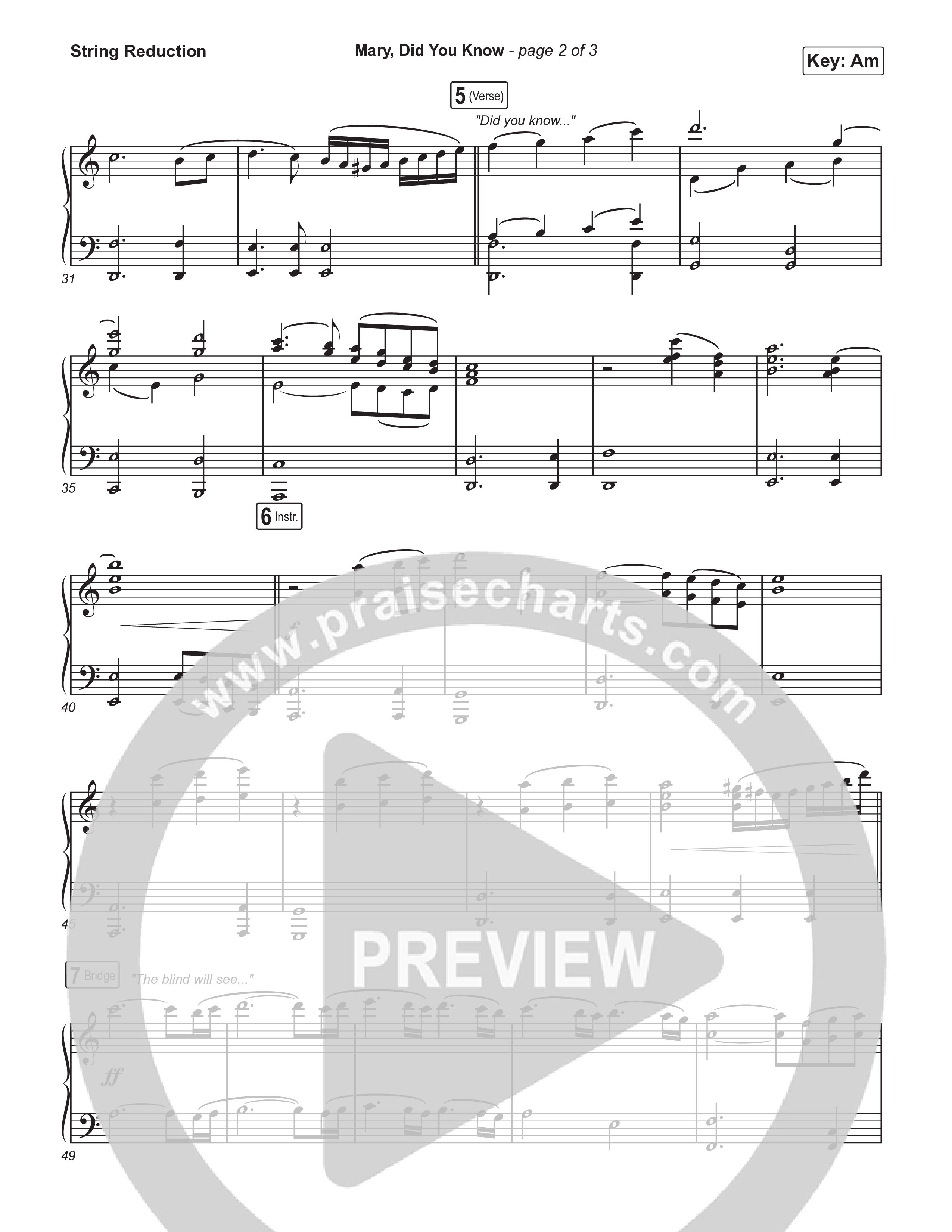 Mary Did You Know (Worship Choir SAB) String Reduction (Anne Wilson / Arr. Luke Gambill)