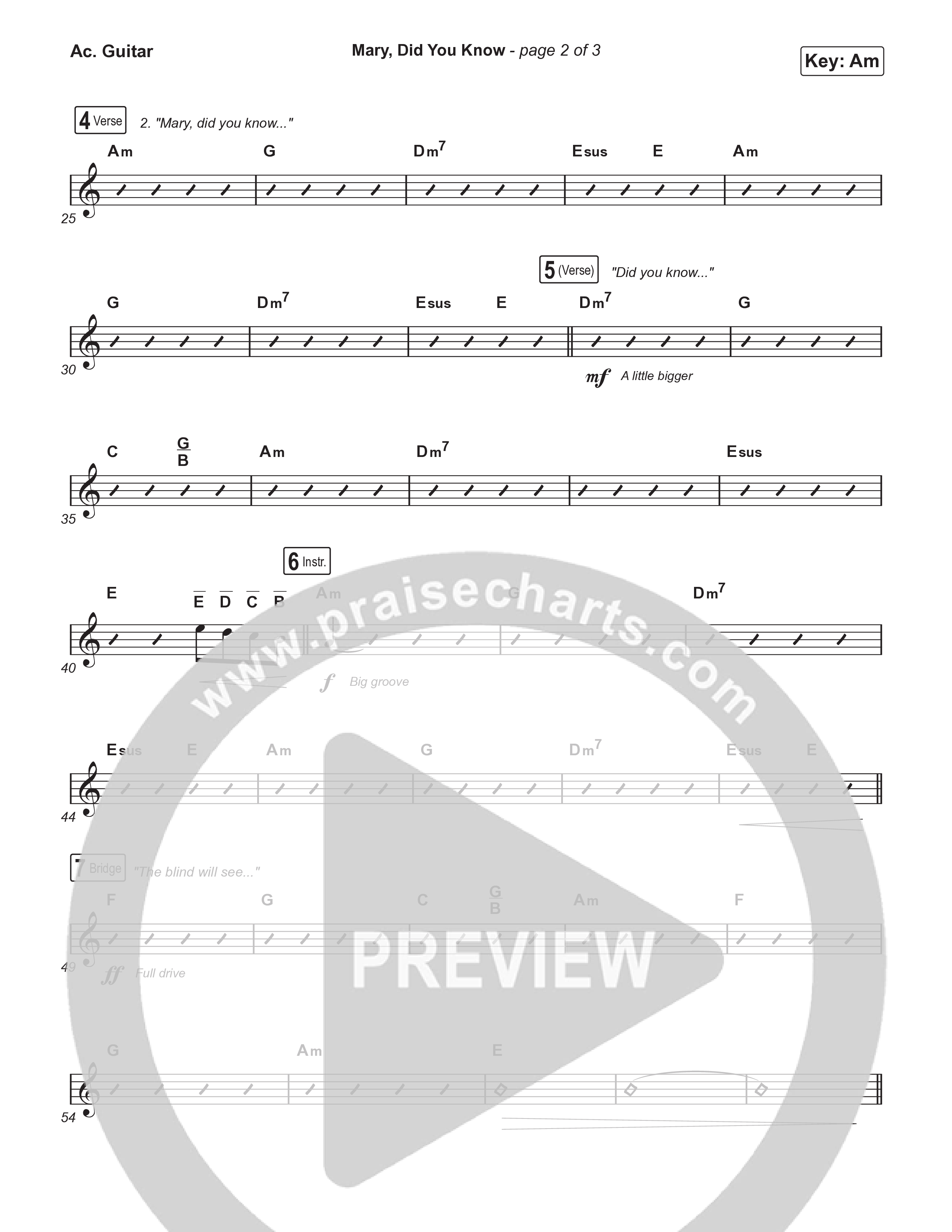 Mary Did You Know (Unison/2-Part Choir) Acoustic Guitar (Anne Wilson / Arr. Luke Gambill)