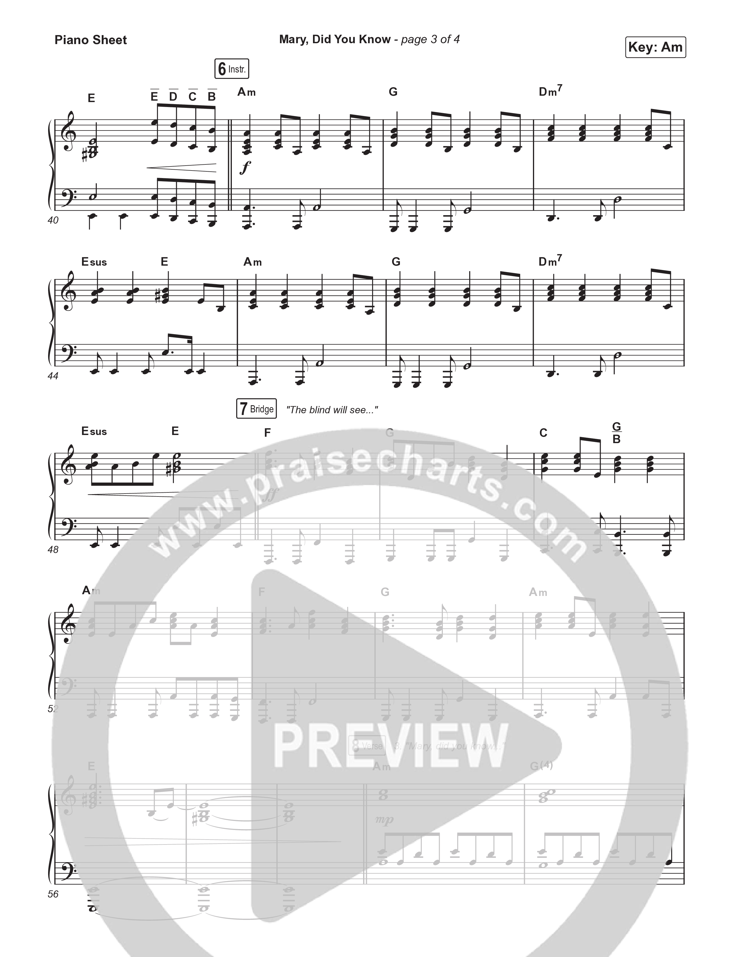 Mary Did You Know (Unison/2-Part Choir) Piano Sheet (Anne Wilson / Arr. Luke Gambill)