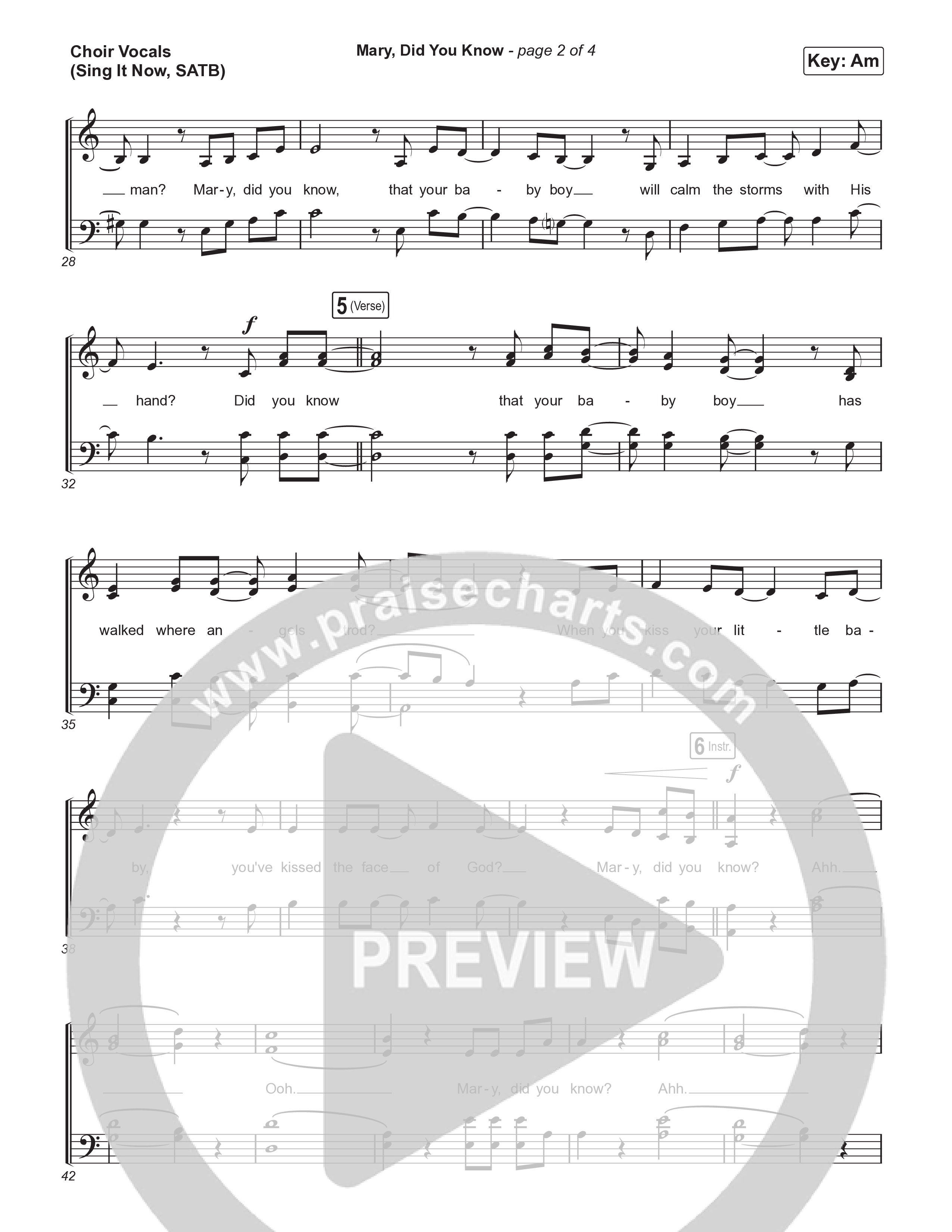 Mary Did You Know (Sing It Now) Choir Sheet (SATB) (Anne Wilson / Arr. Luke Gambill)