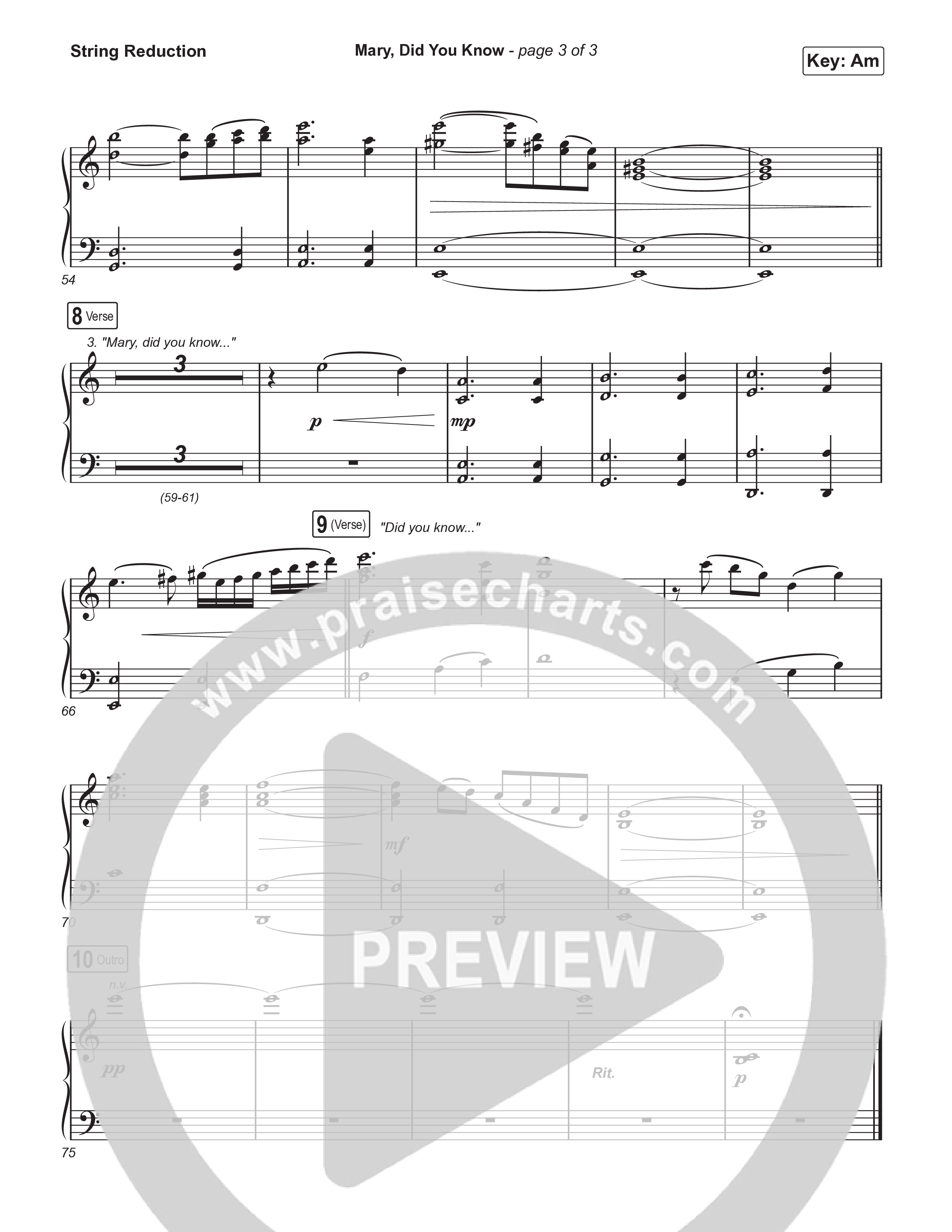Mary Did You Know (Sing It Now) String Reduction (Anne Wilson / Arr. Luke Gambill)