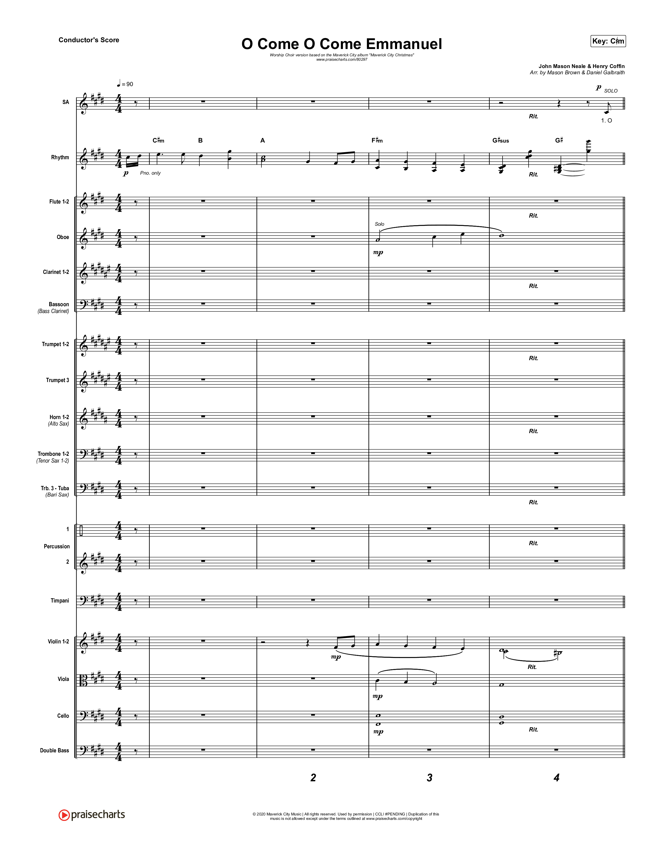 O Come O Come Emmanuel (Worship Choir SAB) Conductor's Score (We The Kingdom / Dante Bowe / Maverick City Music / Arr. Mason Brown)