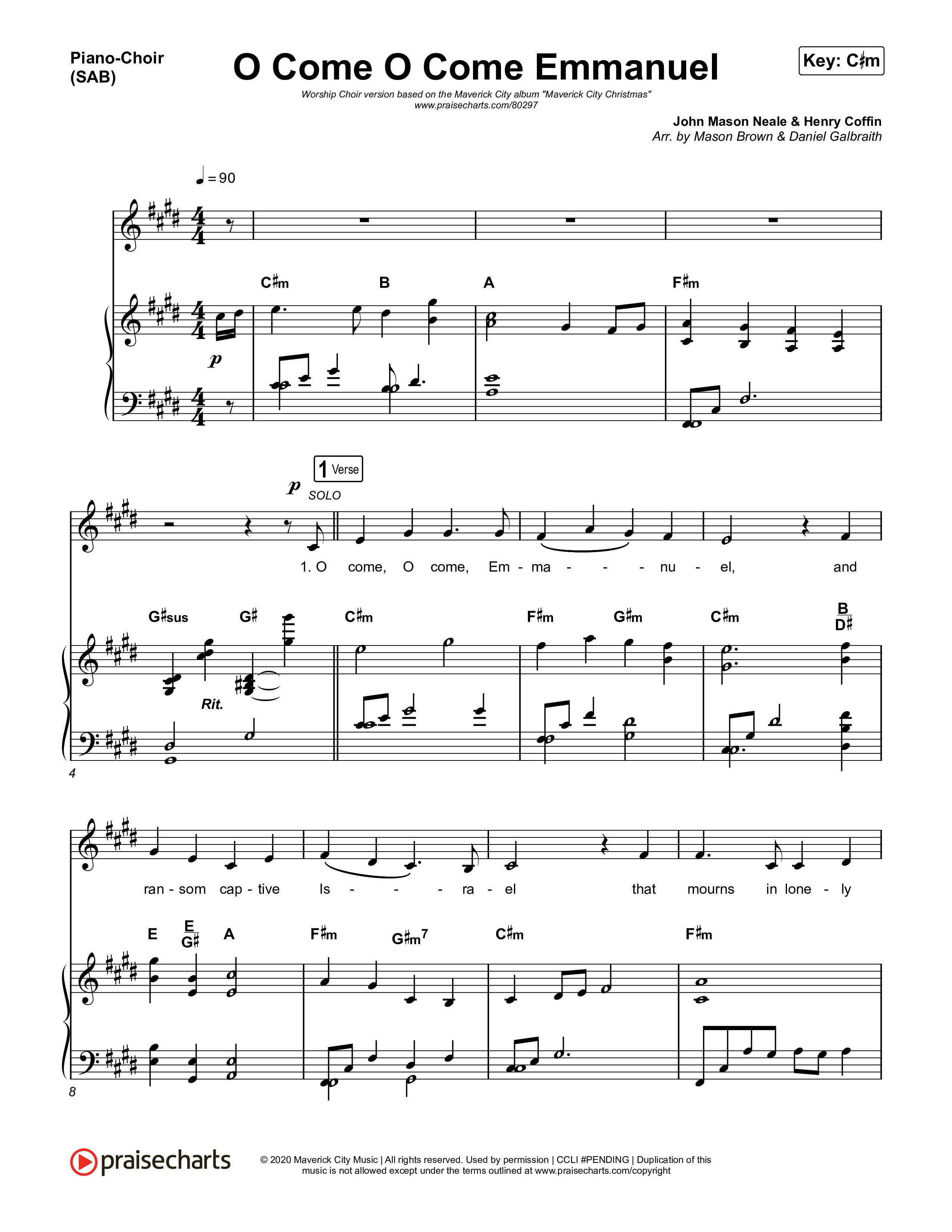 O Come O Come Emmanuel (Worship Choir SAB) Piano/Choir (SAB) (We The Kingdom / Dante Bowe / Maverick City Music / Arr. Mason Brown)