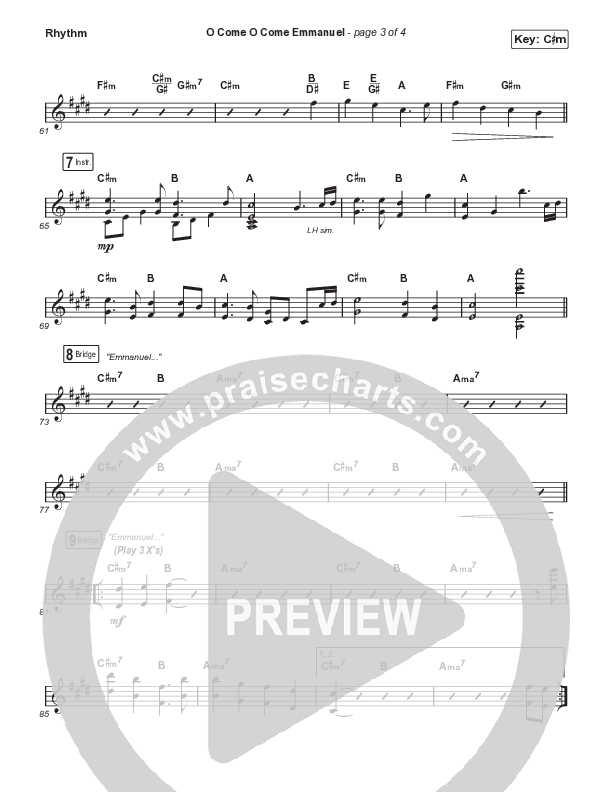 O Come O Come Emmanuel (Worship Choir SAB) Rhythm Chart (We The Kingdom / Dante Bowe / Maverick City Music / Arr. Mason Brown)