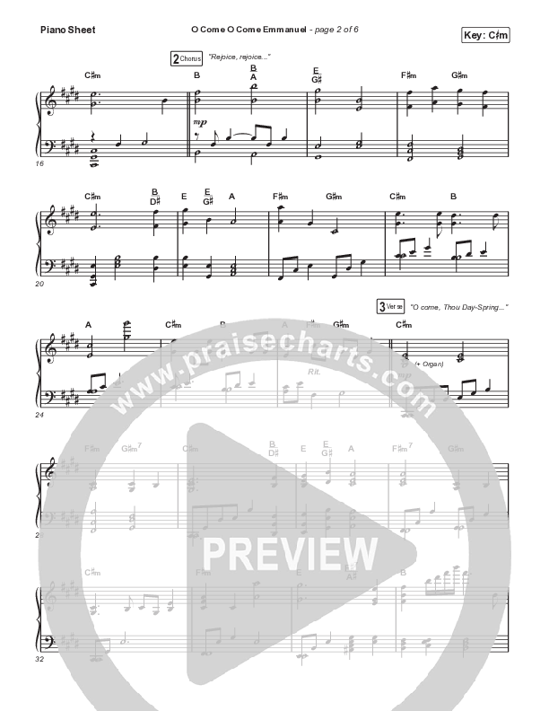 O Come O Come Emmanuel (Unison/2-Part Choir) Piano Sheet (We The Kingdom / Dante Bowe / Maverick City Music / Arr. Mason Brown)