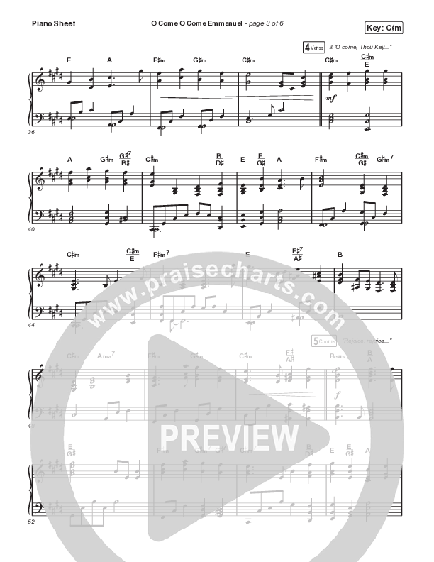 O Come O Come Emmanuel (Unison/2-Part Choir) Piano Sheet (We The Kingdom / Dante Bowe / Maverick City Music / Arr. Mason Brown)