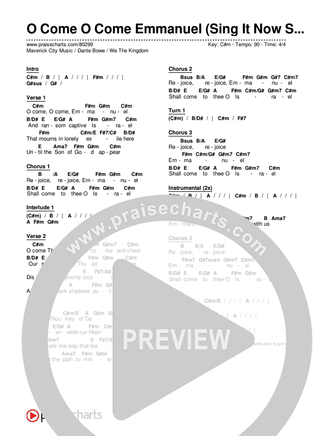 O Come O Come Emmanuel (Sing It Now SATB) Chords & Lyrics (We The Kingdom / Dante Bowe / Maverick City Music / Arr. Mason Brown)