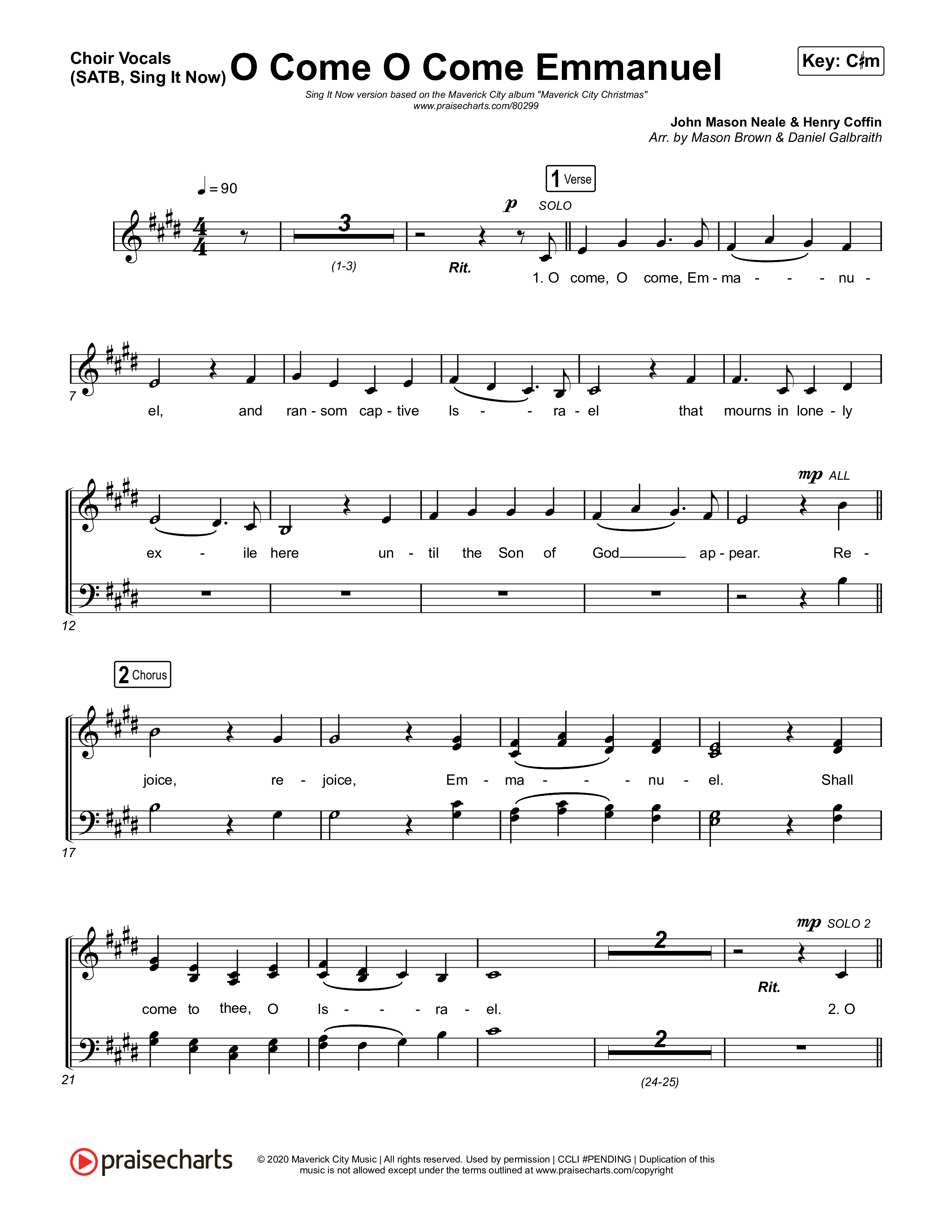 O Come O Come Emmanuel (Sing It Now SATB) Choir Sheet (SATB) (We The Kingdom / Dante Bowe / Maverick City Music / Arr. Mason Brown)