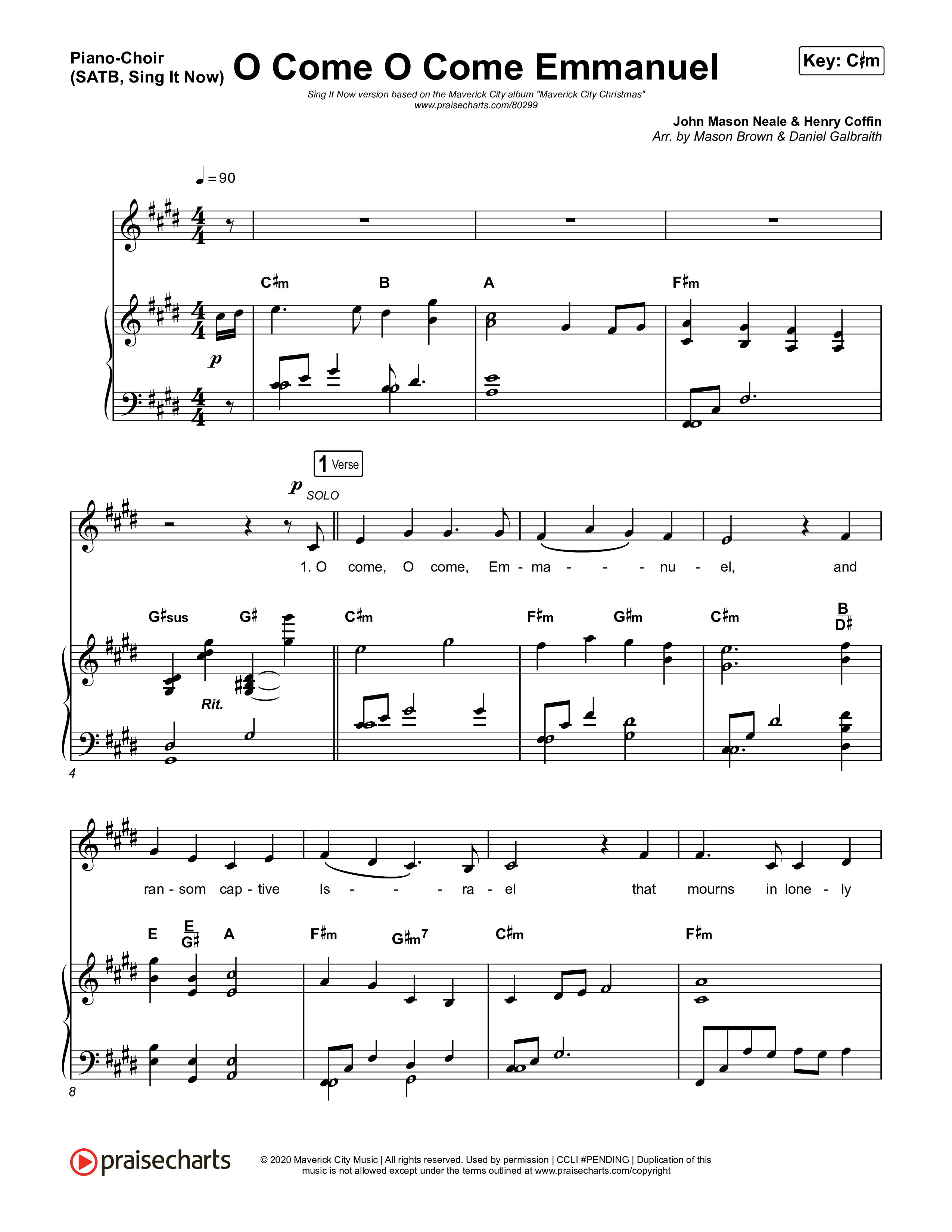 O Come O Come Emmanuel (Sing It Now SATB) Piano/Choir (SATB) (We The Kingdom / Dante Bowe / Maverick City Music / Arr. Mason Brown)