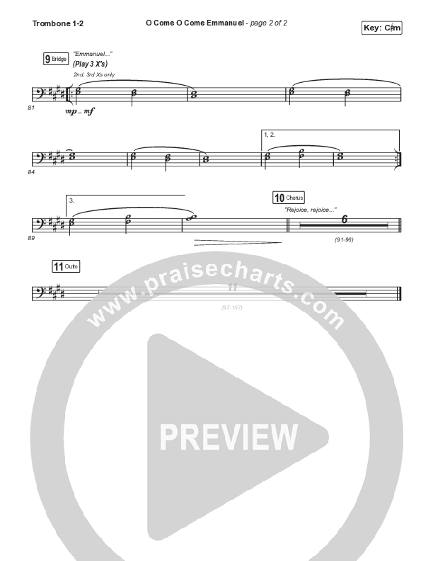 O Come O Come Emmanuel (Sing It Now SATB) Trombone 1/2 (We The Kingdom / Dante Bowe / Maverick City Music / Arr. Mason Brown)