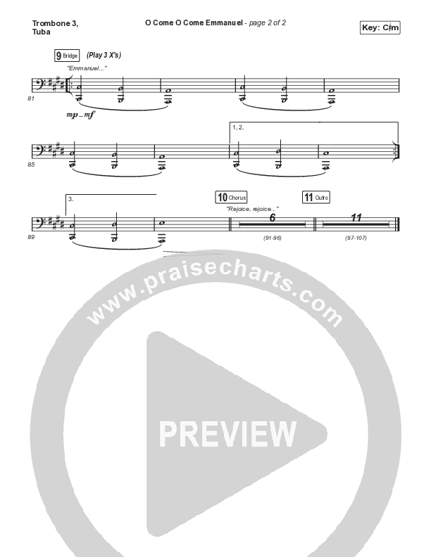 O Come O Come Emmanuel (Sing It Now SATB) Trombone 3/Tuba (We The Kingdom / Dante Bowe / Maverick City Music / Arr. Mason Brown)