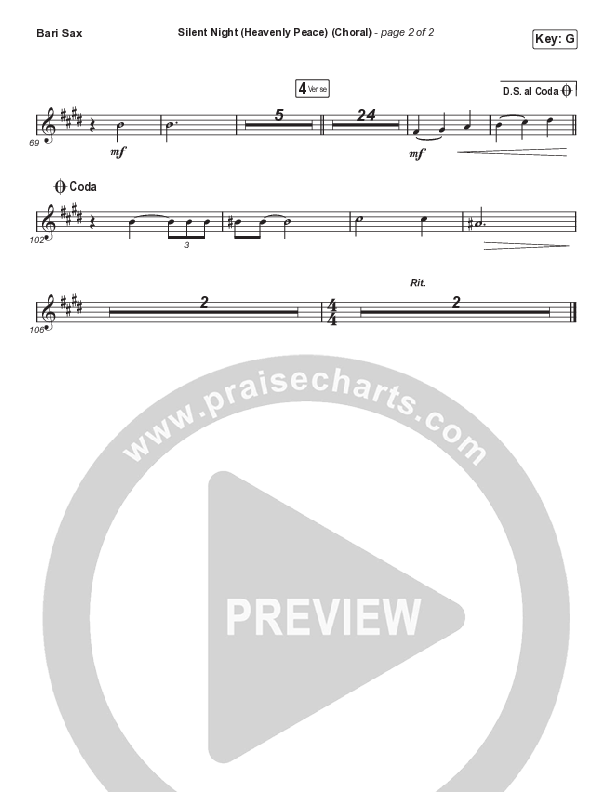 Silent Night (Heavenly Peace) (Worship Choir SAB) Bari Sax (We The Kingdom / Dante Bowe / Maverick City Music / Arr. Mason Brown)