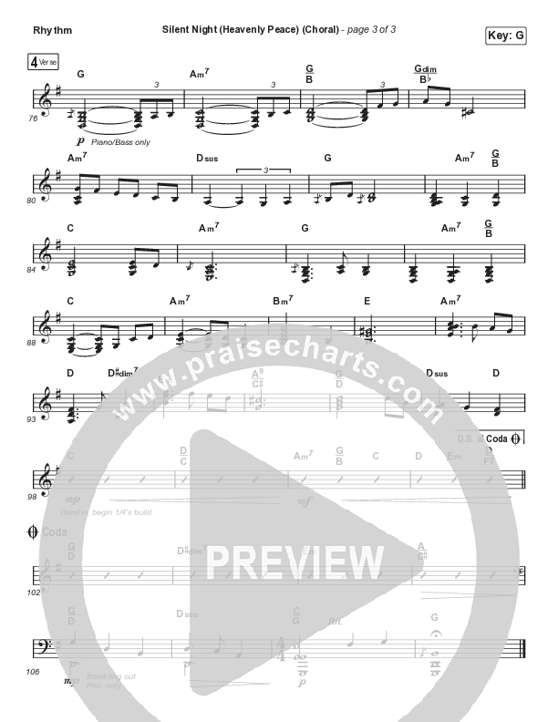 Silent Night (Heavenly Peace) (Worship Choir SAB) Rhythm Chart (We The Kingdom / Dante Bowe / Maverick City Music / Arr. Mason Brown)