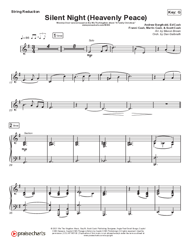 Silent Night (Heavenly Peace) (Worship Choir SAB) String Reduction (We The Kingdom / Dante Bowe / Maverick City Music / Arr. Mason Brown)