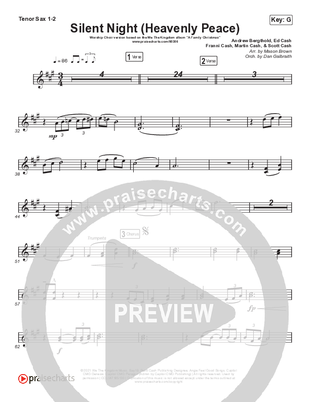 Silent Night (Heavenly Peace) (Worship Choir SAB) Sax Pack (We The Kingdom / Dante Bowe / Maverick City Music / Arr. Mason Brown)