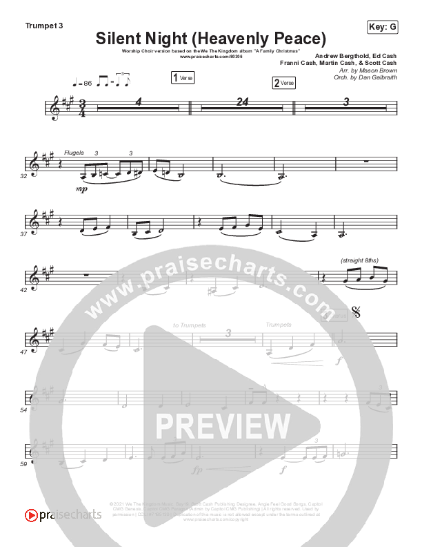 Silent Night (Heavenly Peace) (Worship Choir SAB) Trumpet 3 (We The Kingdom / Dante Bowe / Maverick City Music / Arr. Mason Brown)