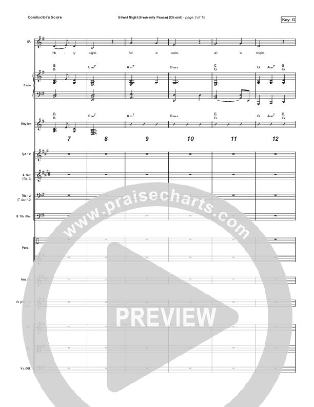 Silent Night (Heavenly Peace) (Unison/2-Part Choir) Conductor's Score (We The Kingdom / Dante Bowe / Maverick City Music / Arr. Mason Brown)