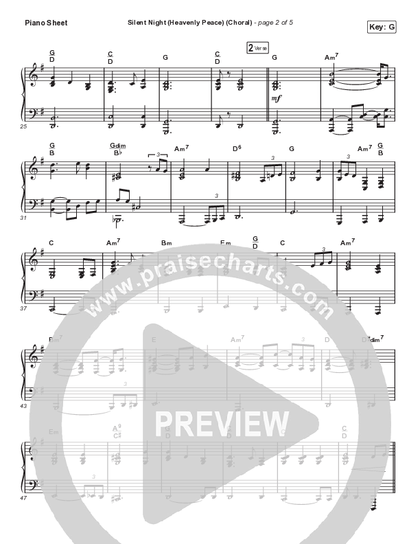 Silent Night (Heavenly Peace) (Unison/2-Part Choir) Piano Sheet (We The Kingdom / Dante Bowe / Maverick City Music / Arr. Mason Brown)