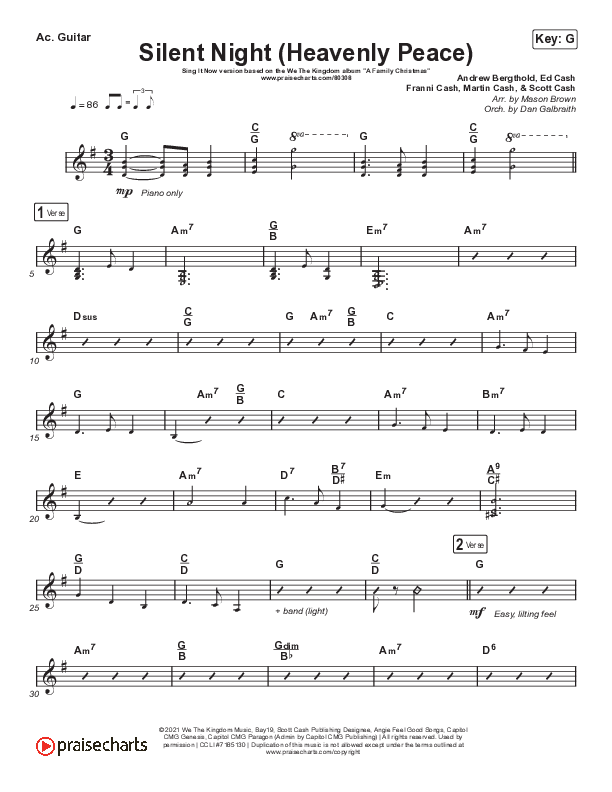 Silent Night (Heavenly Peace) (Sing It Now SATB) Acoustic Guitar (We The Kingdom / Dante Bowe / Maverick City Music / Arr. Mason Brown)