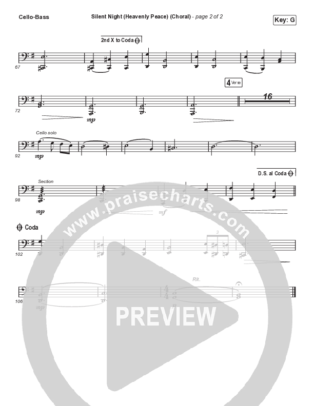 Silent Night (Heavenly Peace) (Sing It Now SATB) Cello/Bass (We The Kingdom / Dante Bowe / Maverick City Music / Arr. Mason Brown)