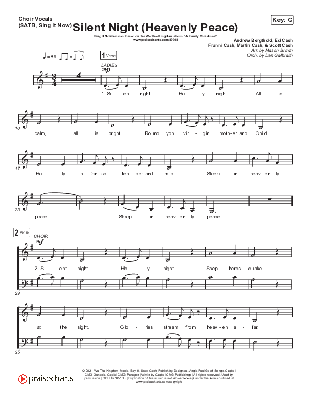 Silent Night (Heavenly Peace) (Sing It Now SATB) Choir Sheet (SATB) (We The Kingdom / Dante Bowe / Maverick City Music / Arr. Mason Brown)