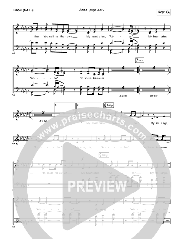 Abba Choir Sheet (SATB) (Gateway Worship / Leeland)