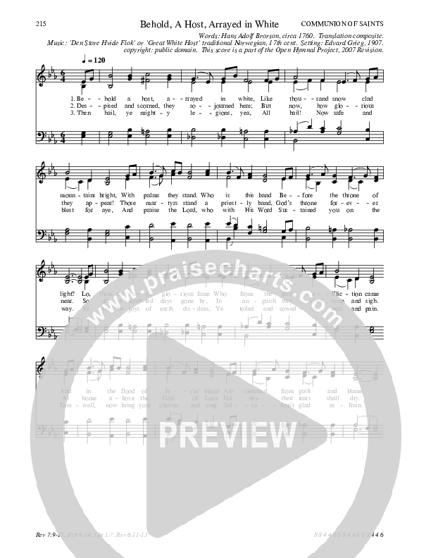 Behold A Host Arrayed In White Hymn Sheet (SATB) (Traditional Hymn)