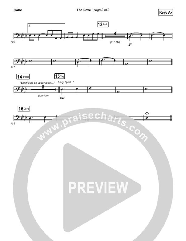 The Dove (Choral Anthem SATB) Cello (The Belonging Co / Kari Jobe / Arr. Mason Brown)