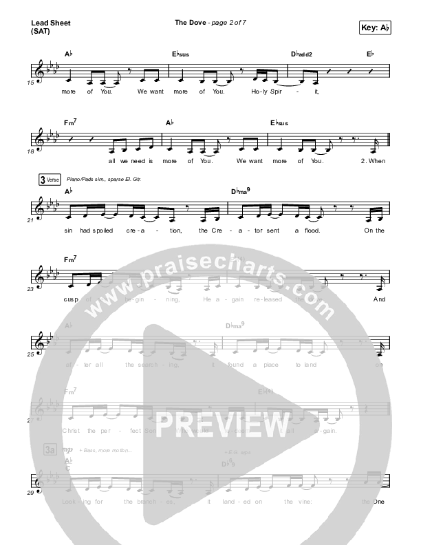 The Dove (Choral Anthem SATB) Lead Sheet (SAT) (The Belonging Co / Kari Jobe / Arr. Mason Brown)